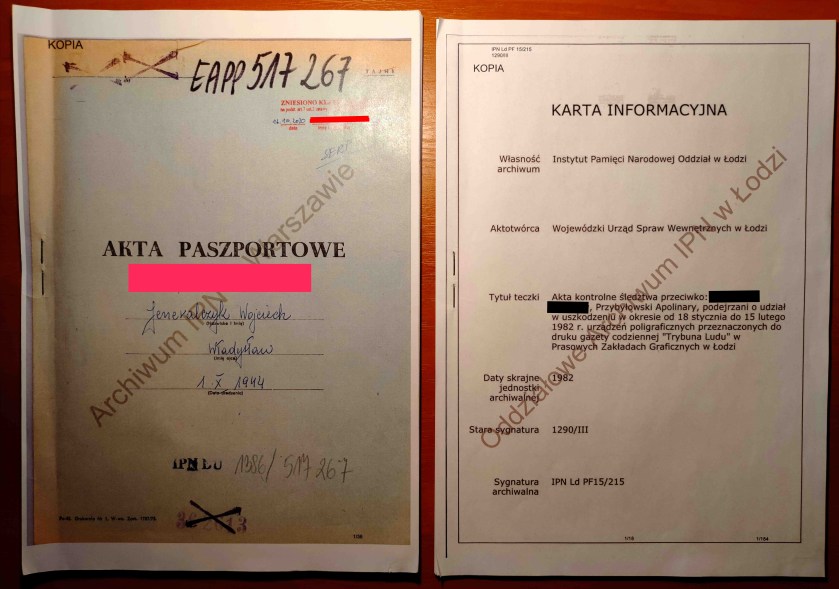 Fotografia kopii Akt IPN dotyczących mojej osoby, przechowywanych w archiwach Warszawy i Łodzi. Wystąpiłem do IPN o udostępnienie akt mnie dotyczących aby podczas pisania bloga opierać się przede wszystkim na faktach.